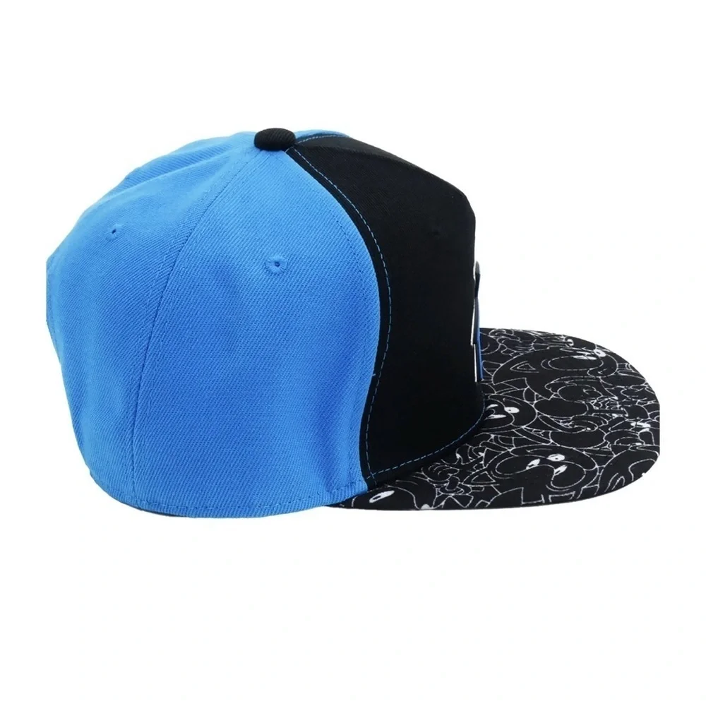 Sonic the Hedgehog Baseball Cap, Adjustable Snapback Hat with Flat Brim, Black